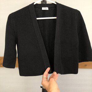 AKRIS PUNTO Black Knit Crop‎ Short Sleeve Open Cardigan Sz XS/S